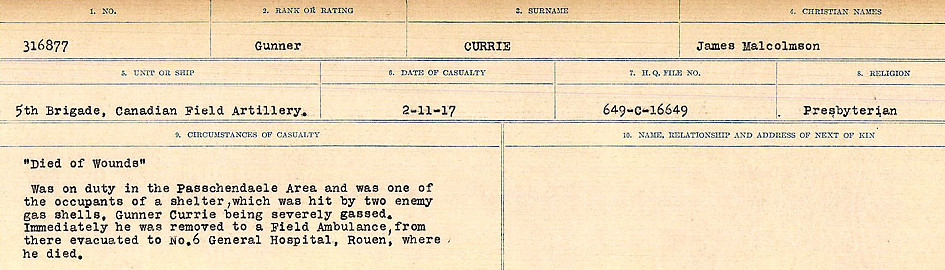 Registres de circonstances du décès