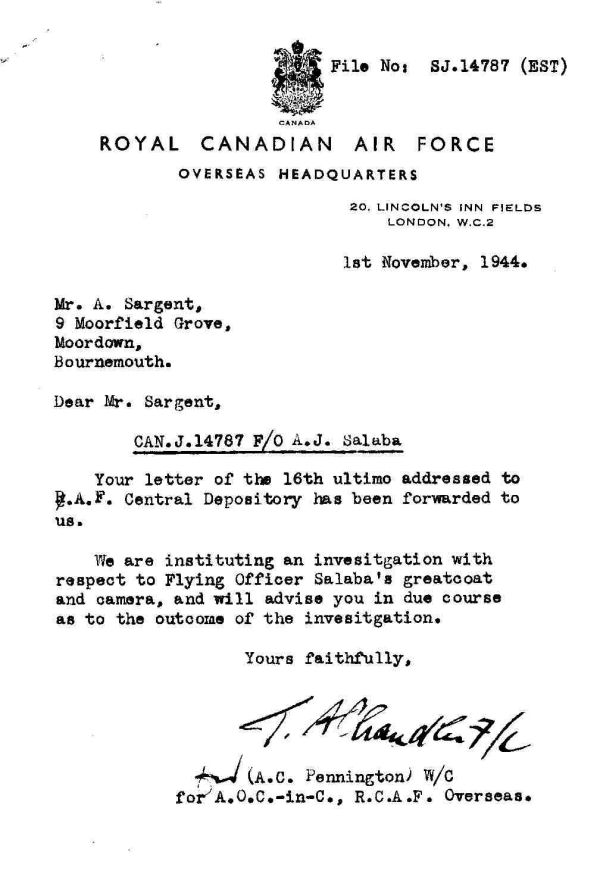 Letter of November 1, 1944