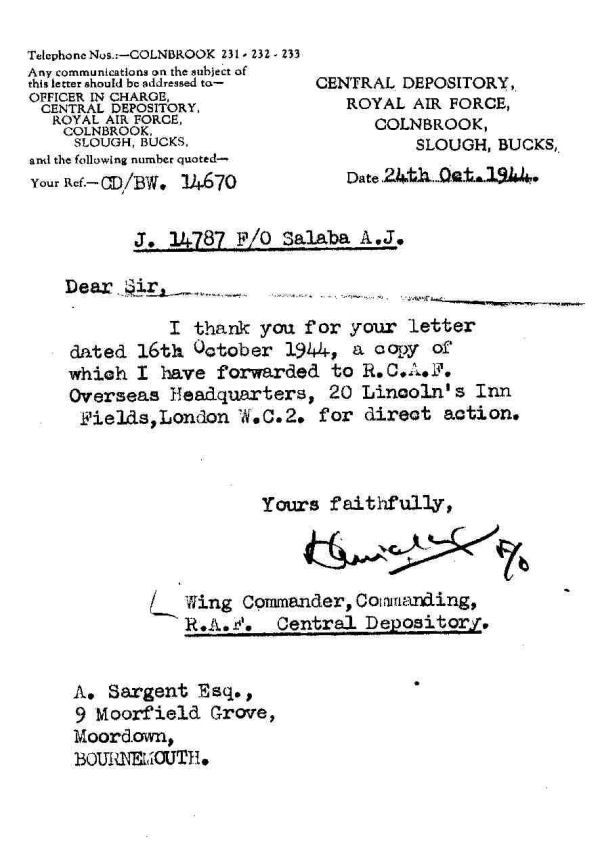Letter of October 24, 1944