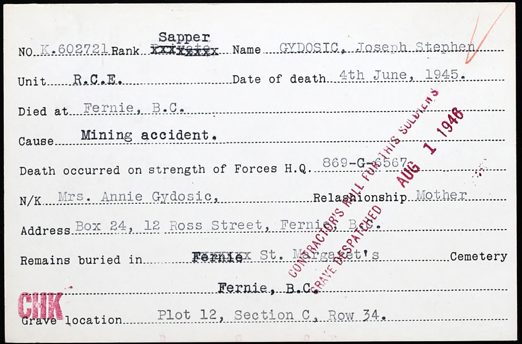 Circumstances of death registers