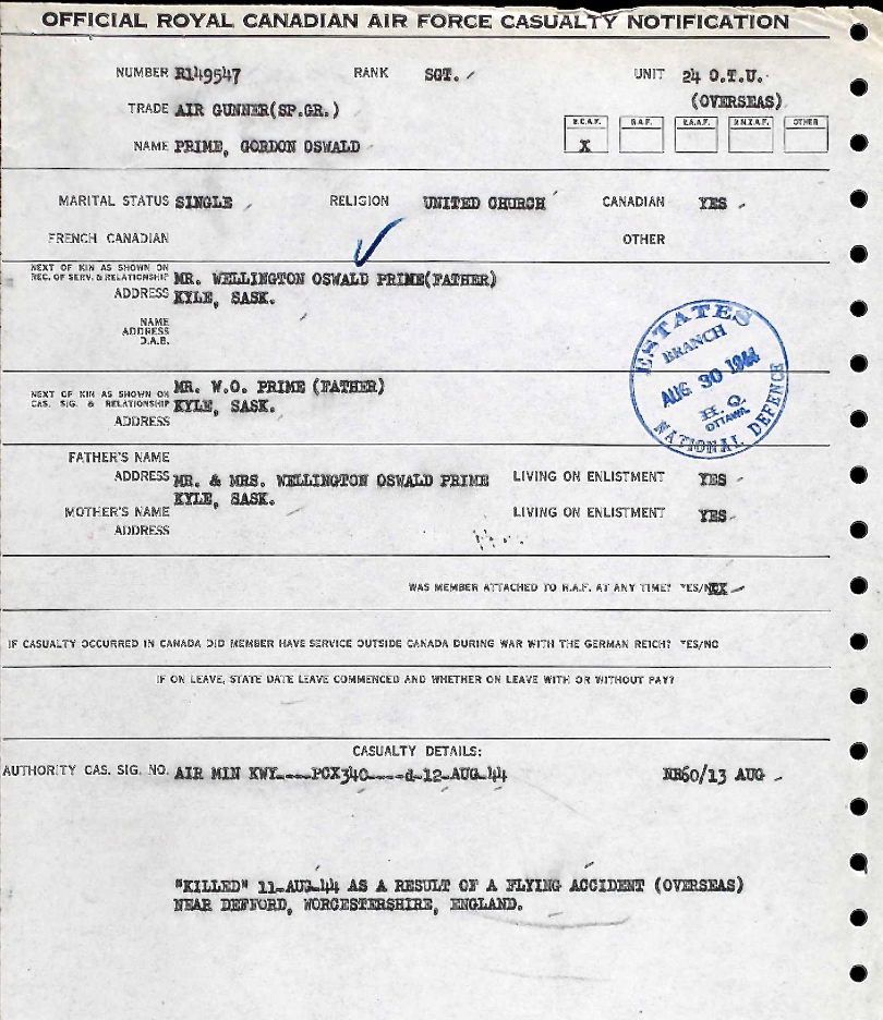 Notification of death