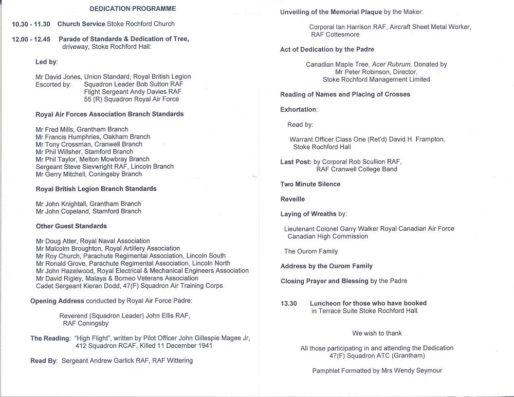 Dedication Ceremony 19 Nov 2006 page 2