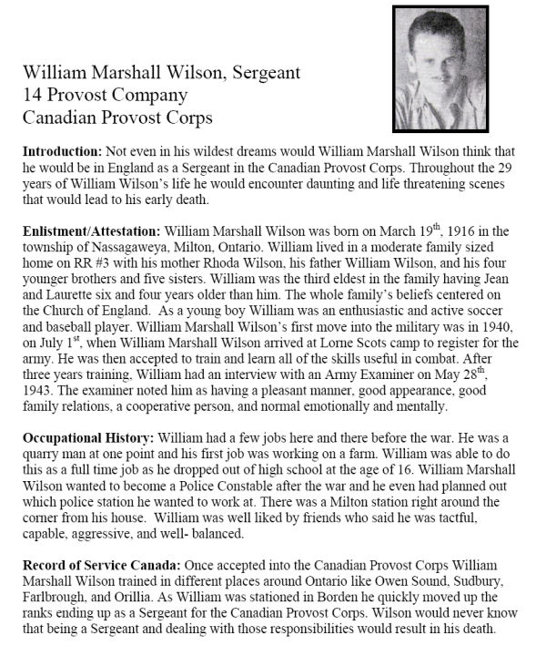 Oakville Remembers Biography