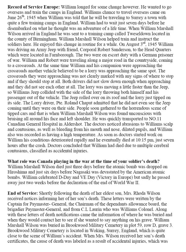 Oakville Remembers Biography (Page 2)