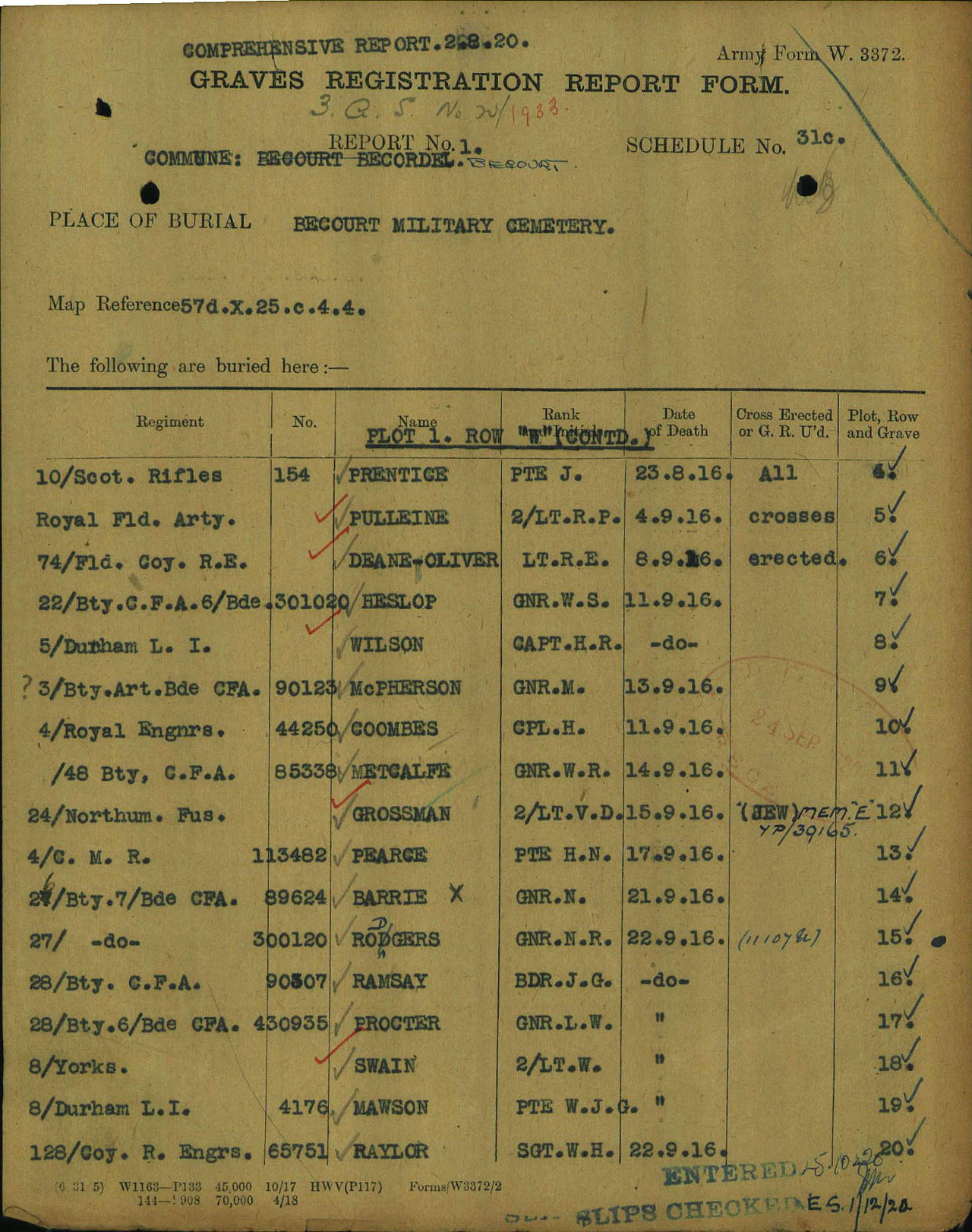 Grave Registration Report