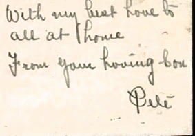 Note on back of card