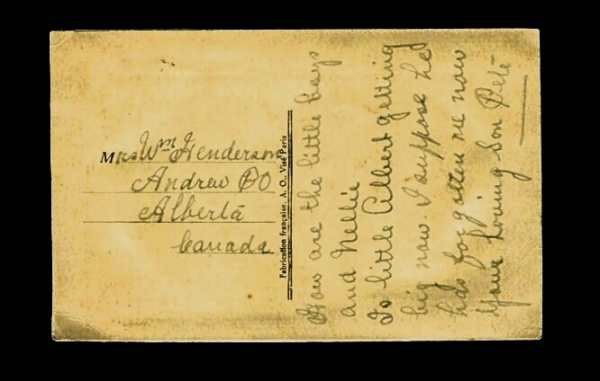 Back of cross stitch postcard