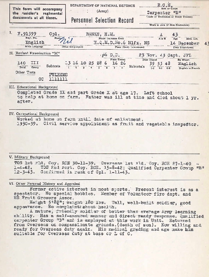 Personnel Selection Form