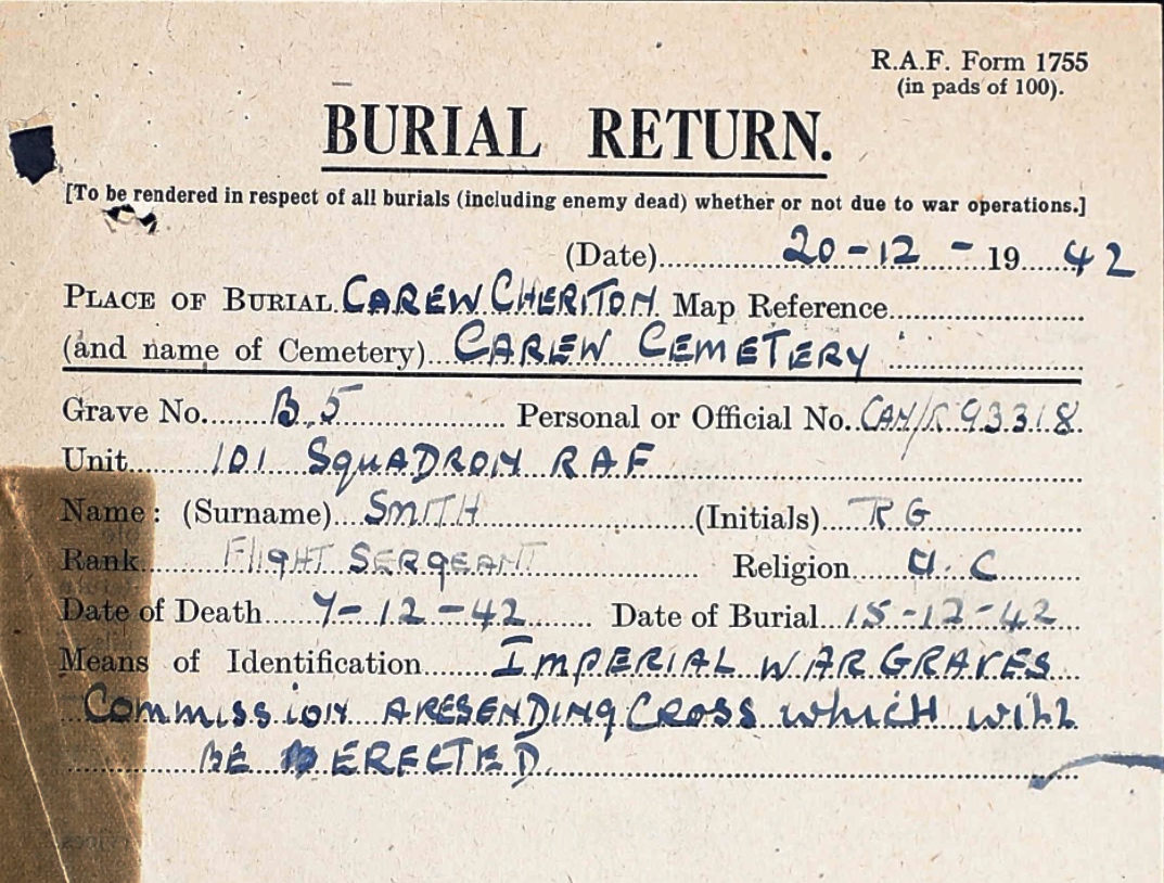 Burial card