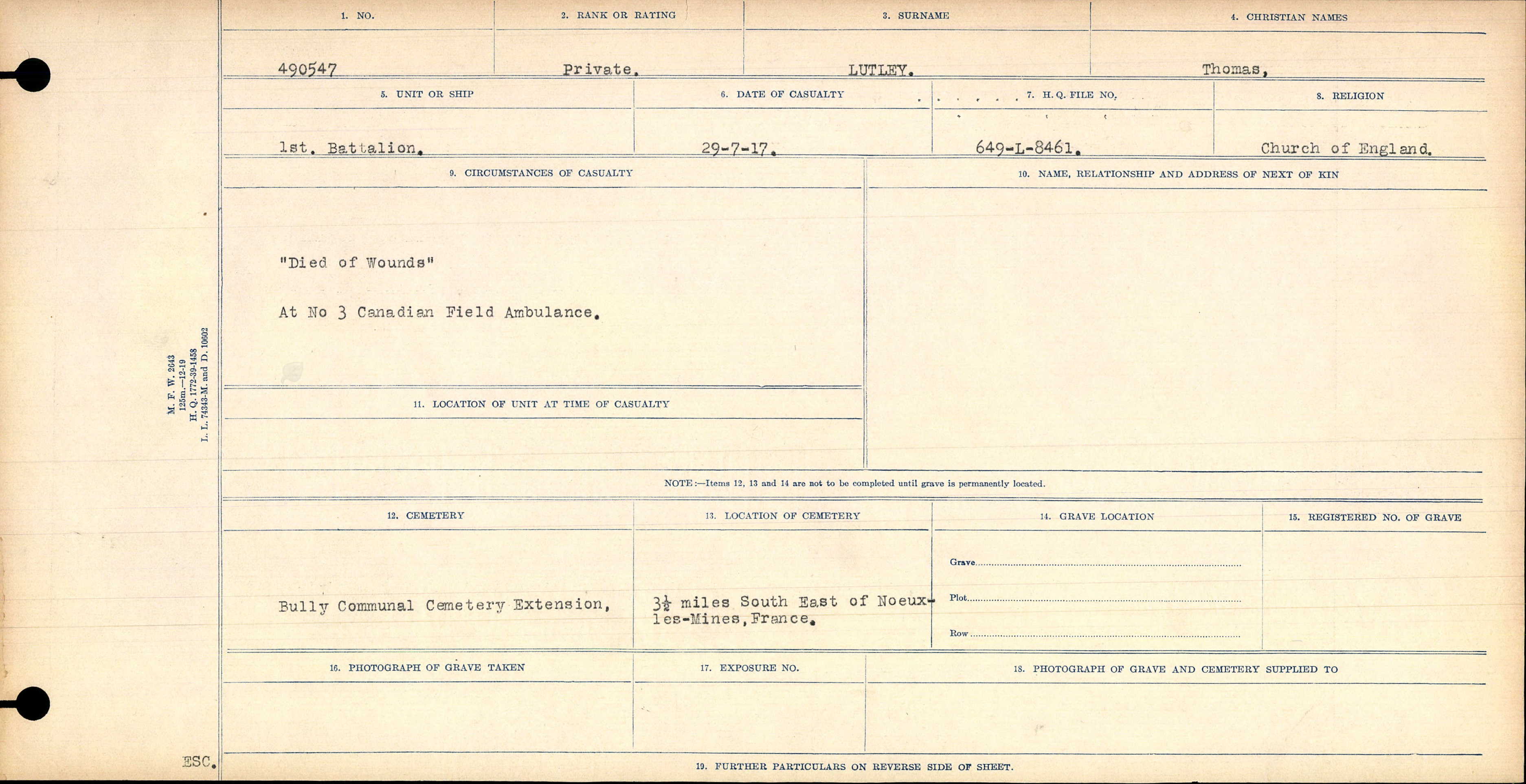 Circonstances du décès
