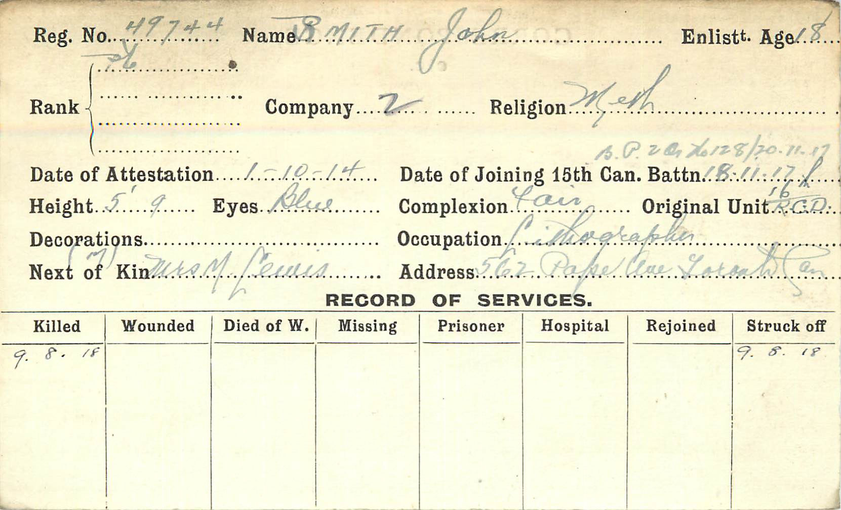 Record of Service