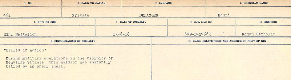 Registres de circonstances du décès