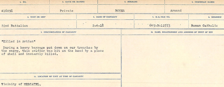 Registres de circonstances du décès