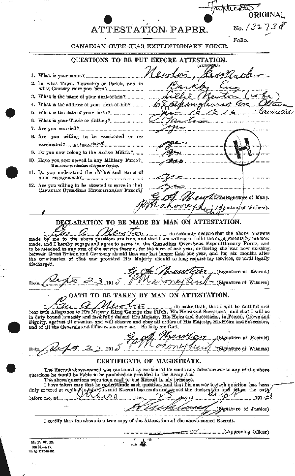 Attestation Paper (page 1)