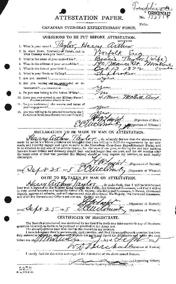 Attestation Paper (page 1)