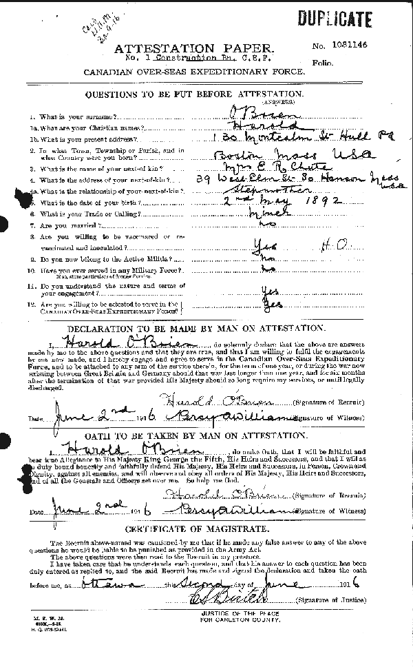 Feuille d'attestation