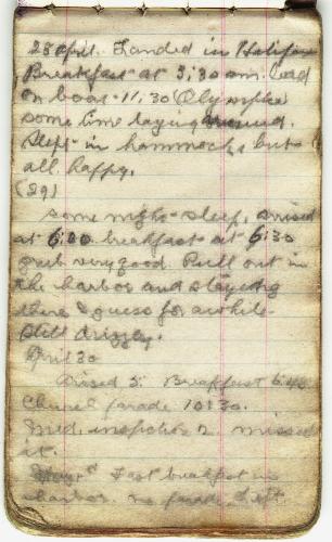 Extract from personal diaries