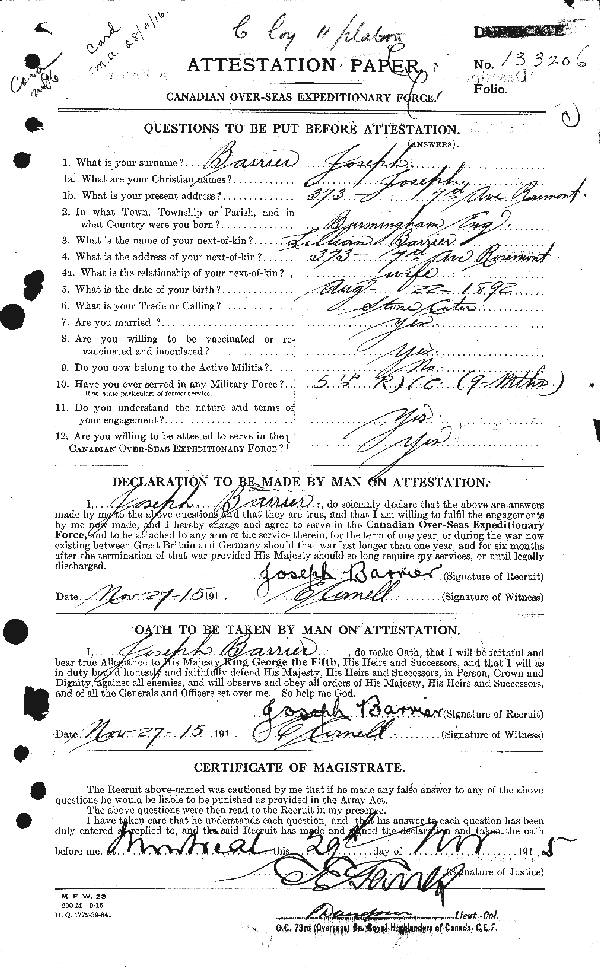 Attestation Paper (page 1)