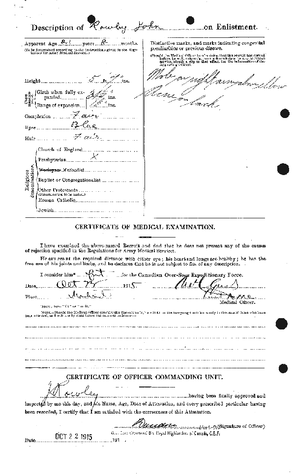 Feuille d'engagement (dos)