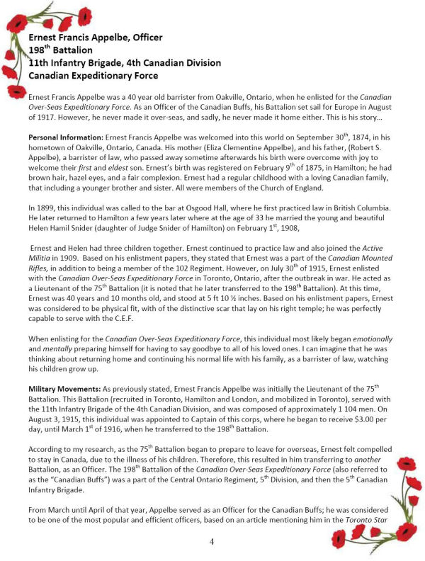 Oakville Remembers Biography