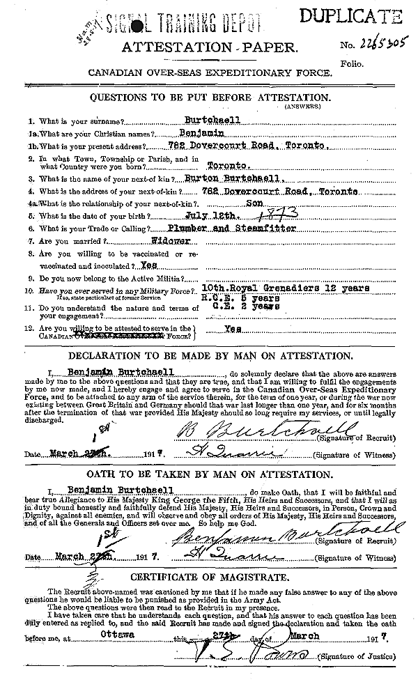 Attestation Paper ( front)