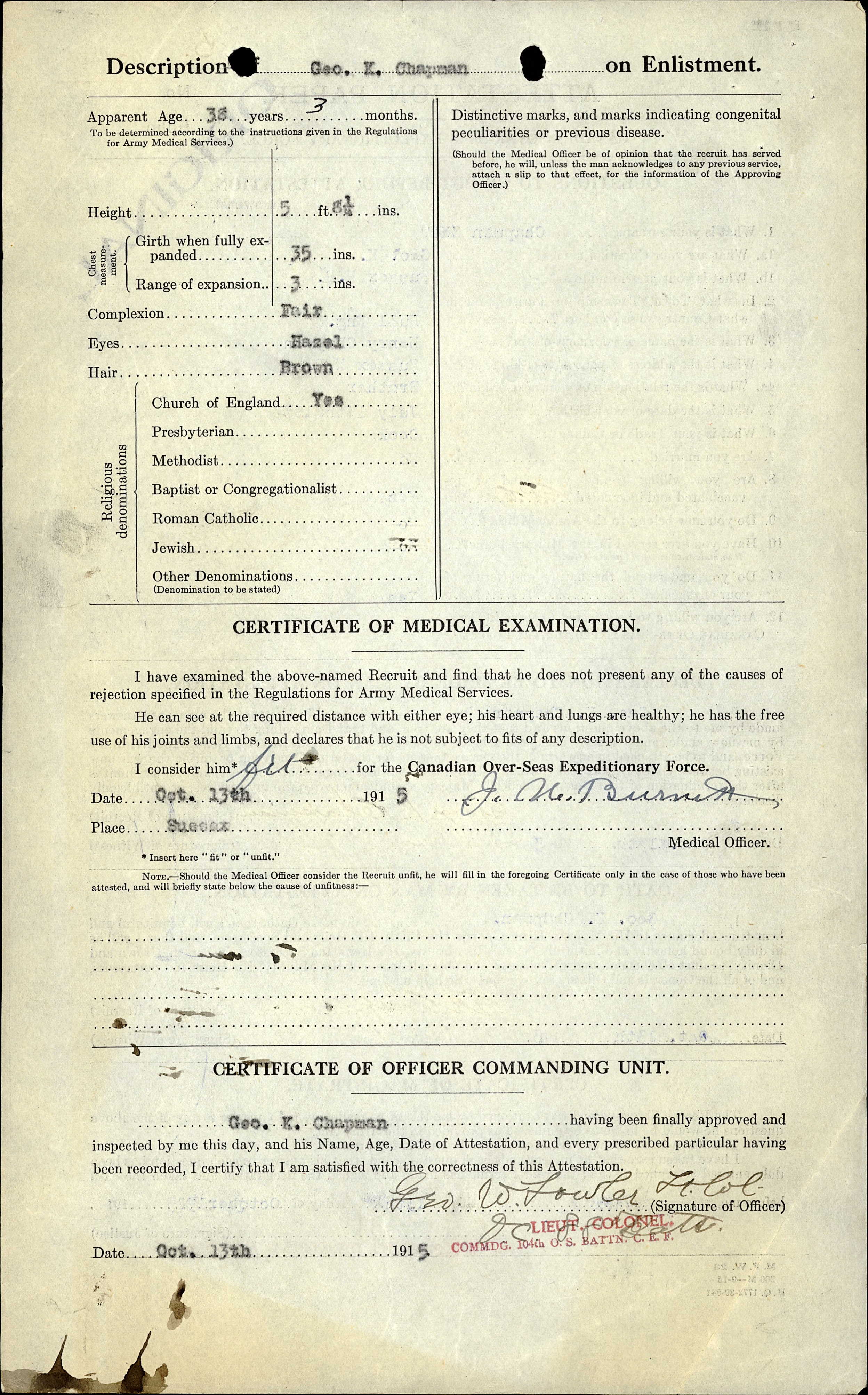 Attestation Papers (Reverse)