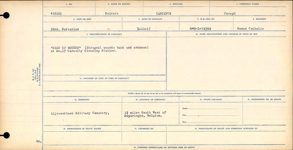 Circumstances of death registers