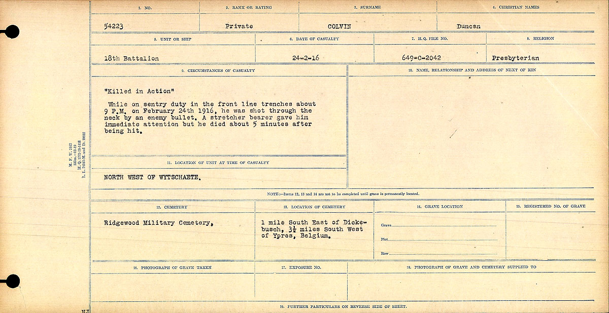 Circumstances of Death Registers
