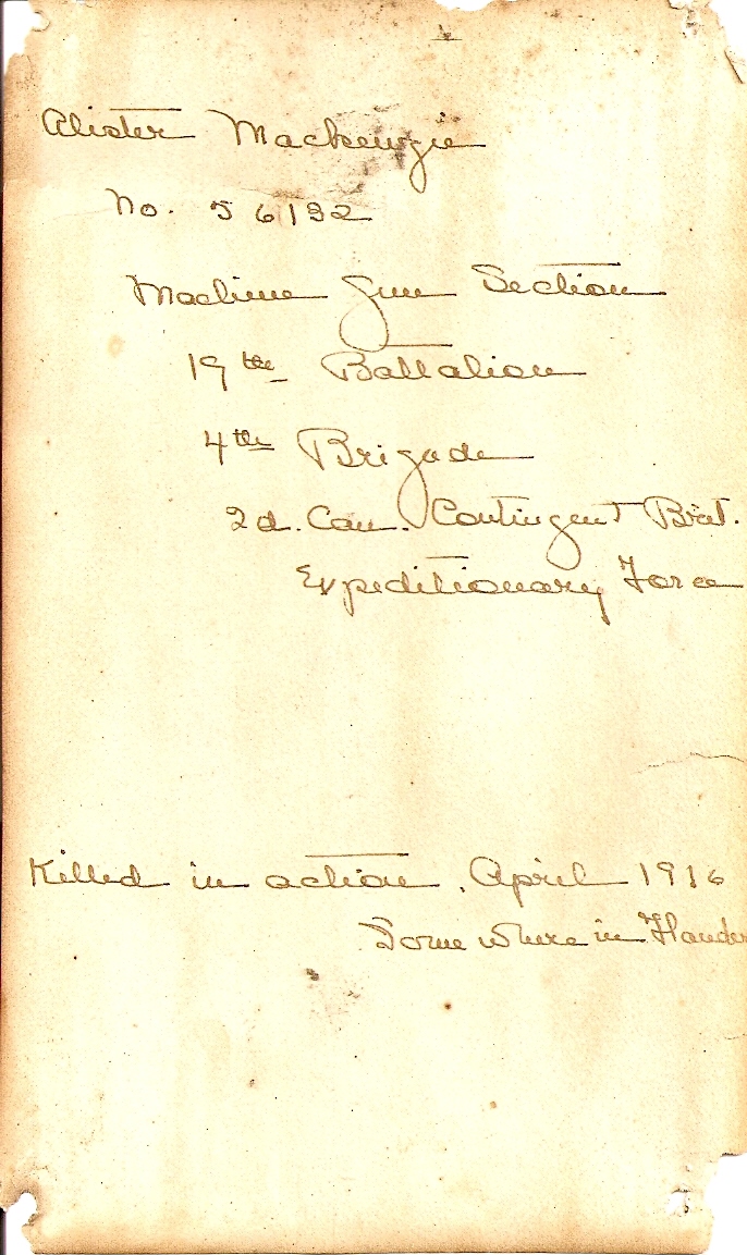 Inscription - Back of Photo