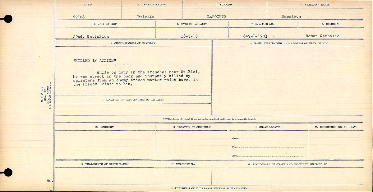 Circumstances of death registers