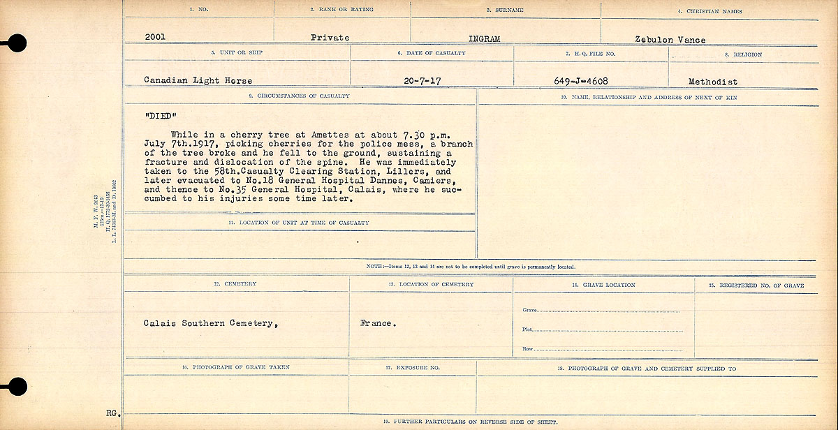 Circumstances of Death Registers