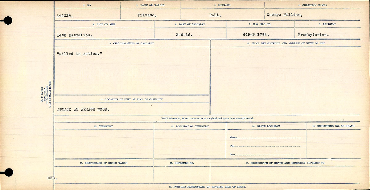 Circumstances of death registers