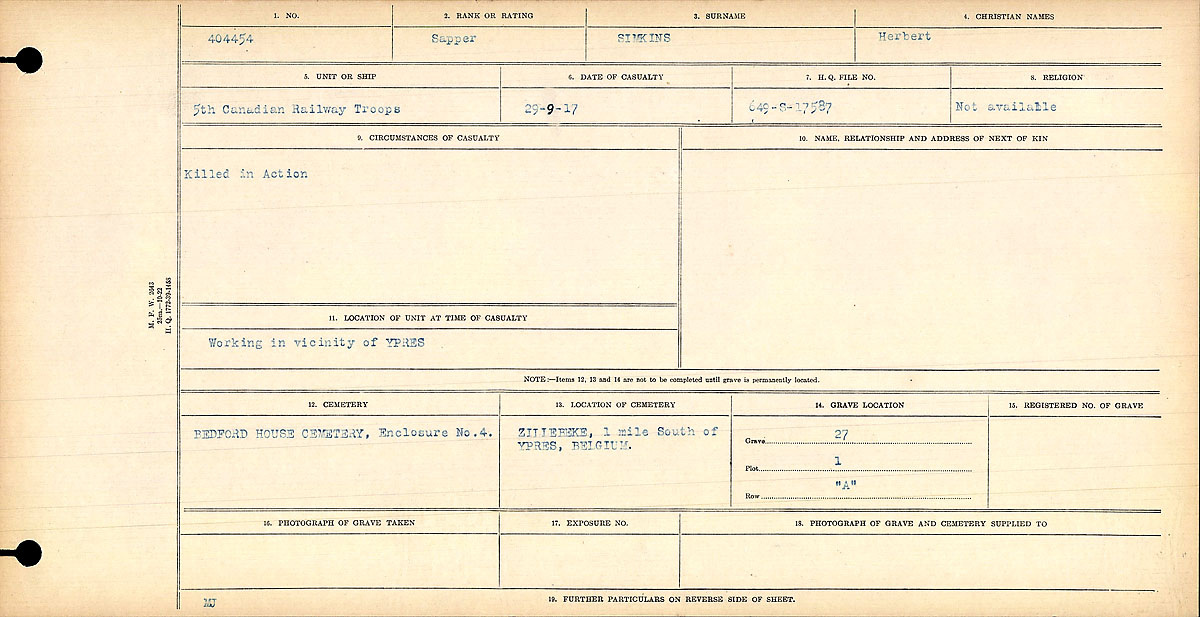 Circumstances of death registers