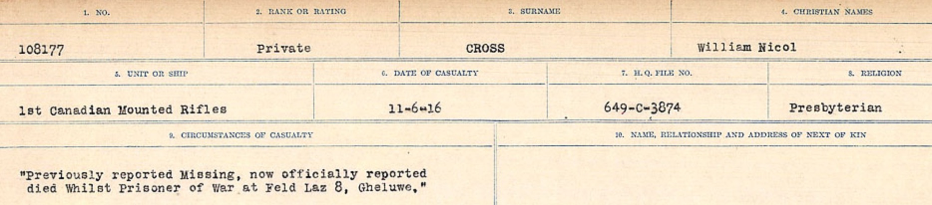 Circumstances of death registers
