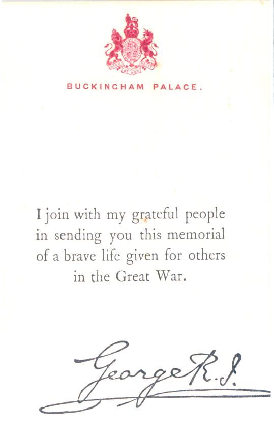 Letter from Buckingham Palace