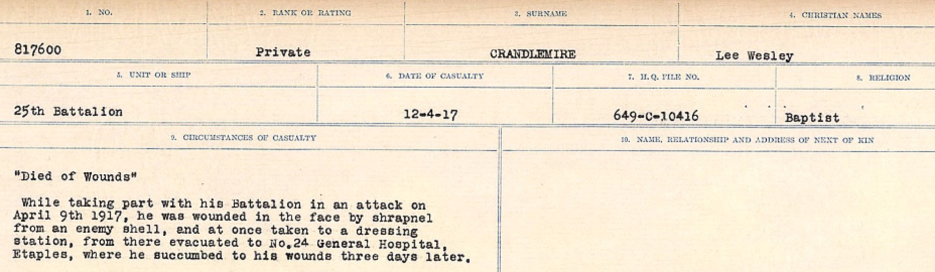 Circumstances of death registers