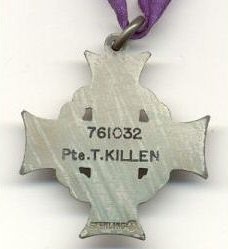 Reverse side of Memorial Cross