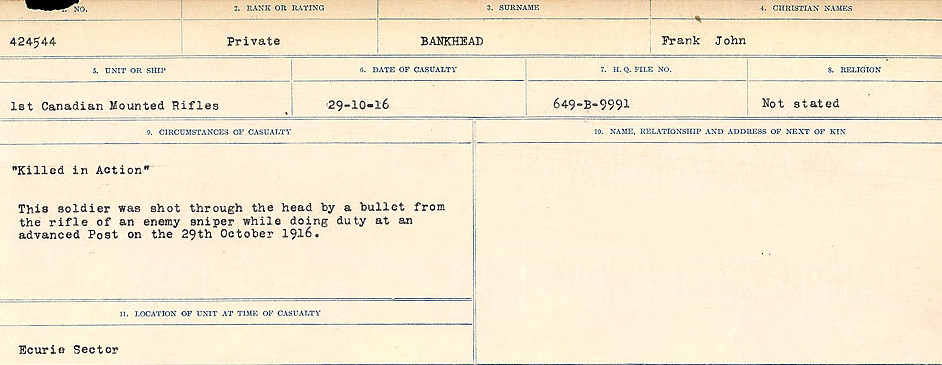 Registres de circonstances du décès