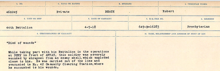 Registres de circonstances du décès