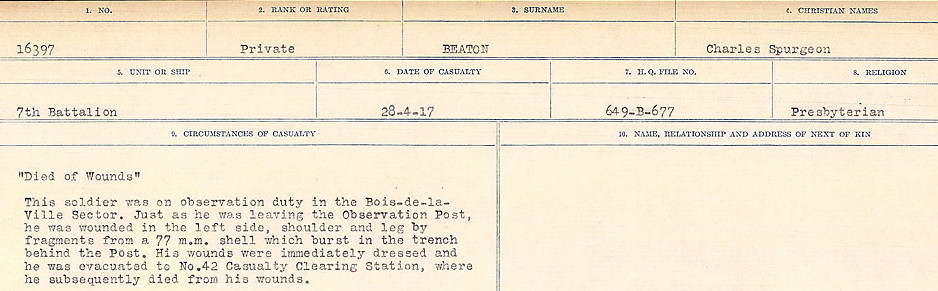 Registres de circonstances du décès