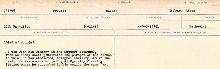 Registres de circonstances du décès