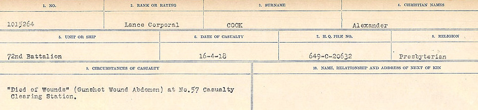 Registres de circonstances du décès