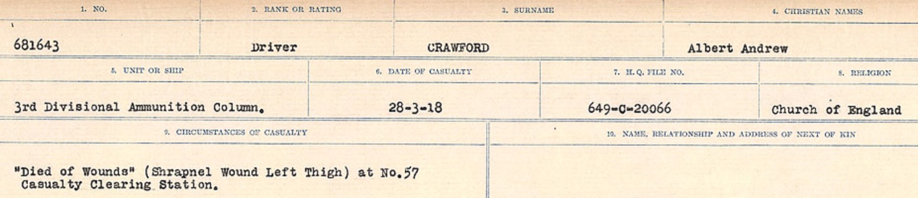 Registres de circonstances du décès
