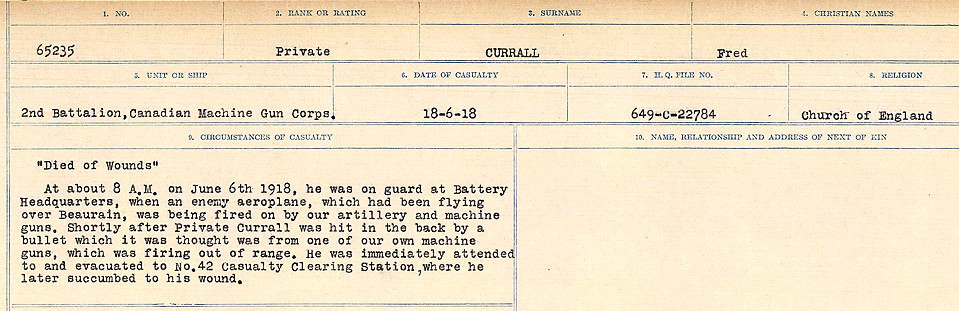 Registres de circonstances du décès