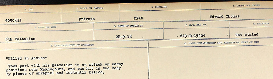 Circumstances of death registers