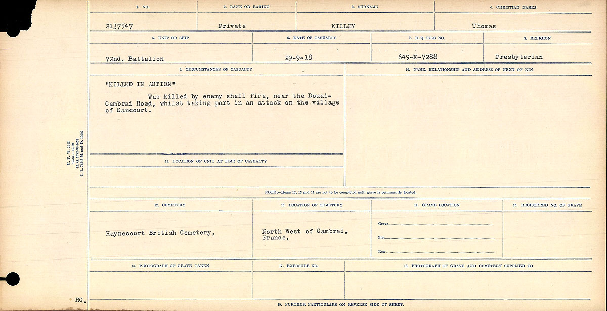 Circumstances of death registers