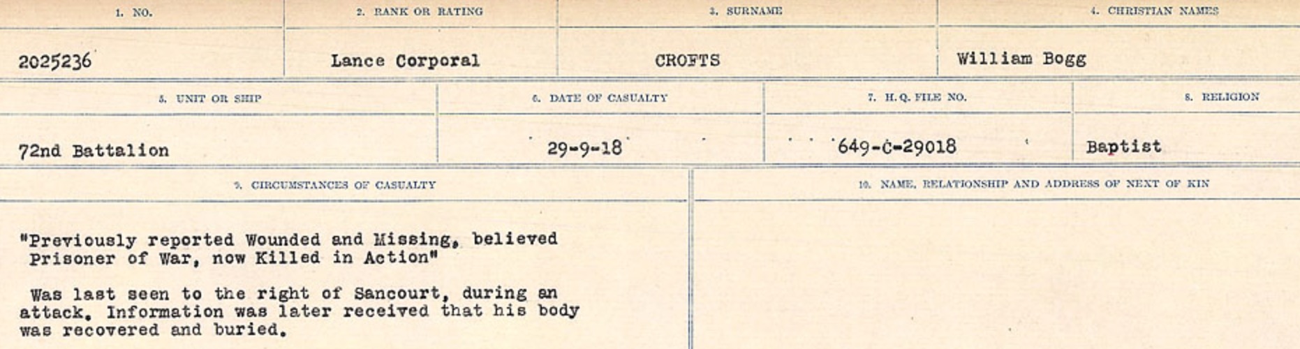 Circumstances of death registers