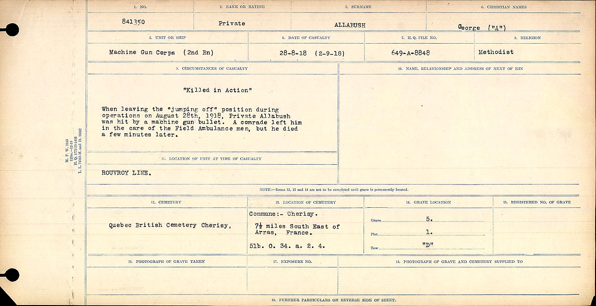 Circumstances of death registers