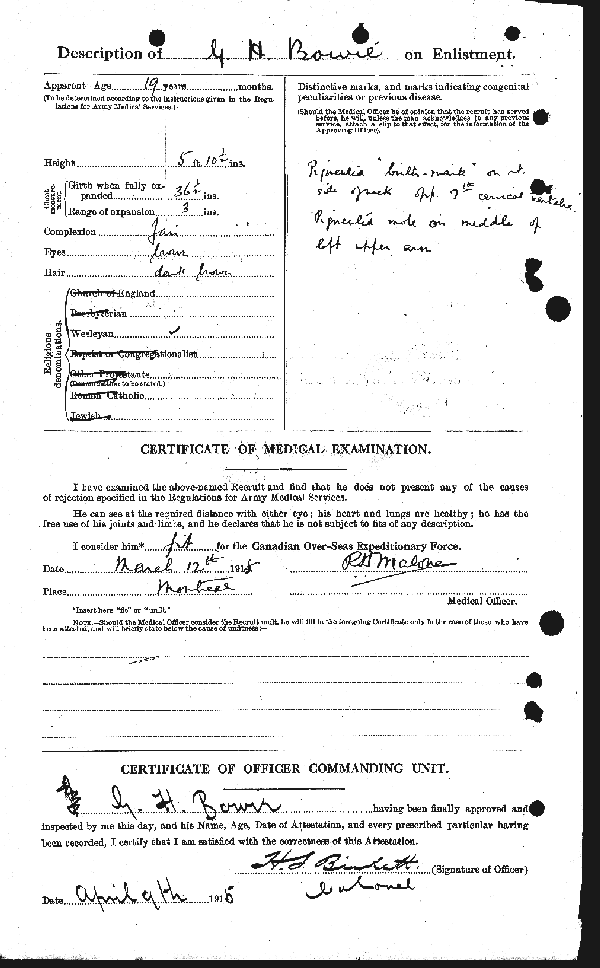 Feuille d'engagement (dos)