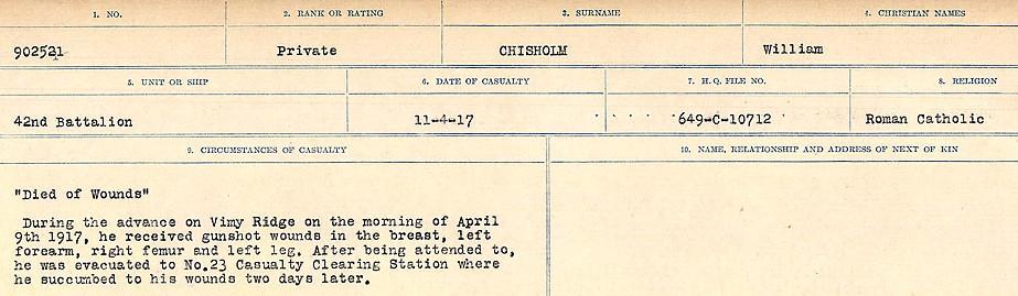 Registres de circonstances du décès